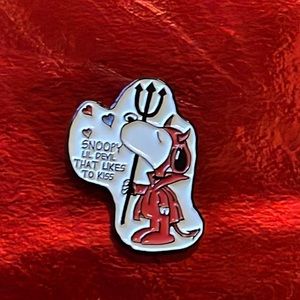 Snoopy Little Devil That Likes to Kiss Custom Soft Enamel Pin with Backing .75in